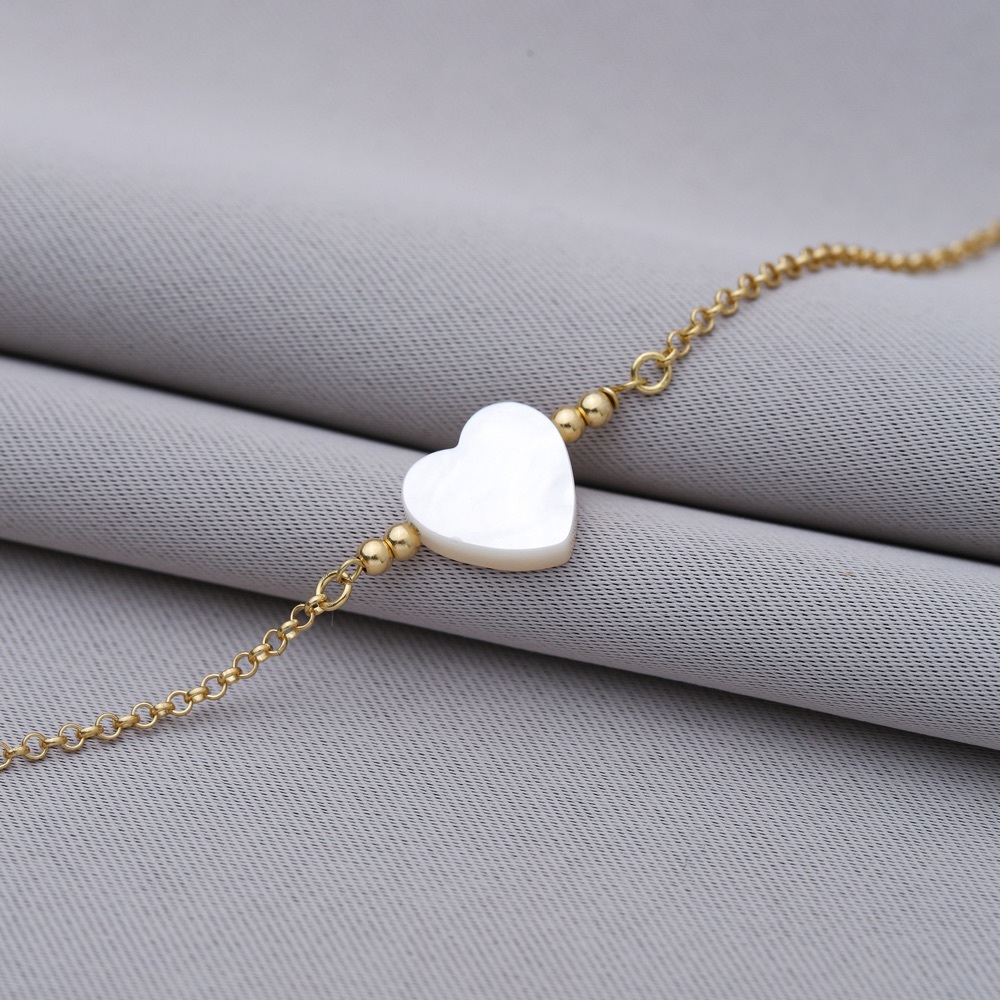 🤍 Mother of Pearl Heart Bracelet - 925 Sterling Silver 💎 - Picture 2 of 4